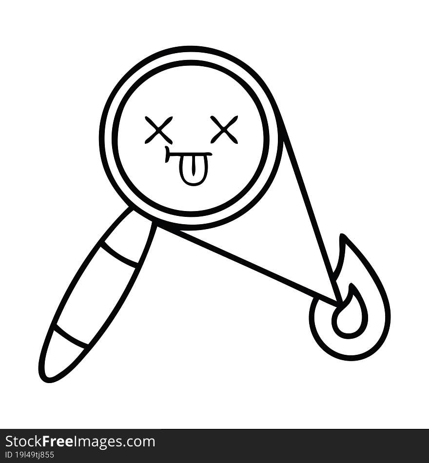 line drawing cartoon magnifying glass