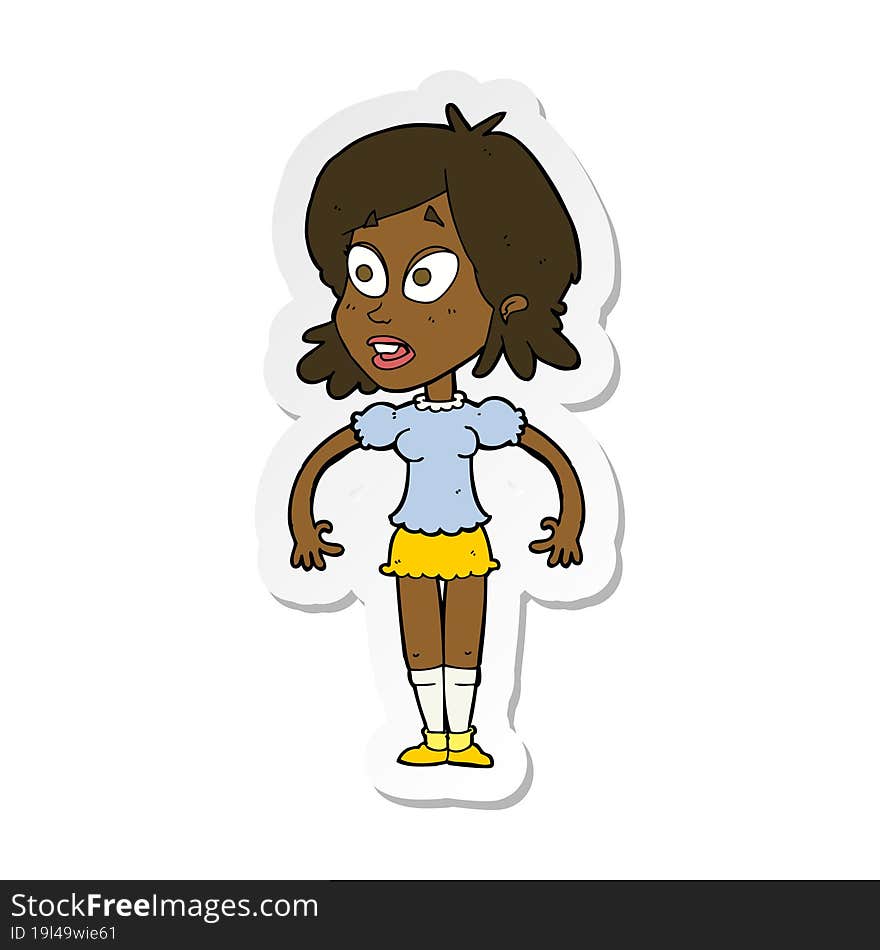 sticker of a cartoon surprised woman