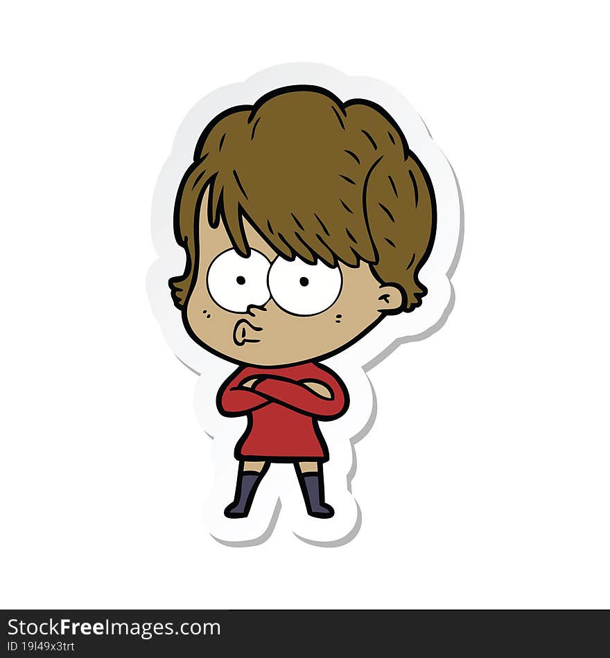 sticker of a cartoon woman