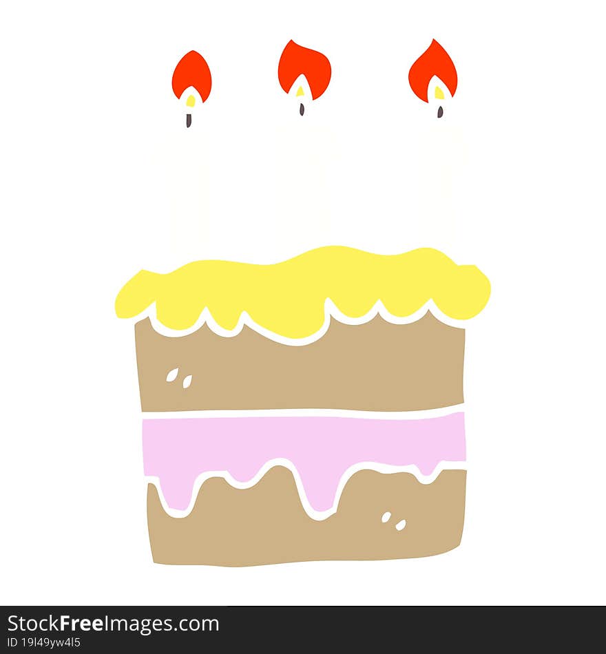 flat color illustration cartoon birthday cake