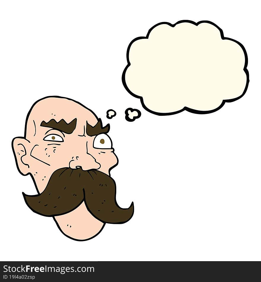 cartoon angry old man with thought bubble