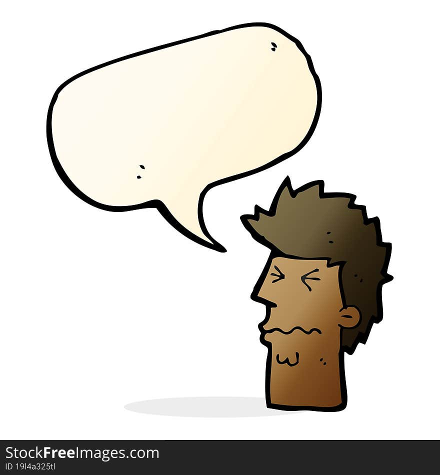 cartoon stressed out face with speech bubble