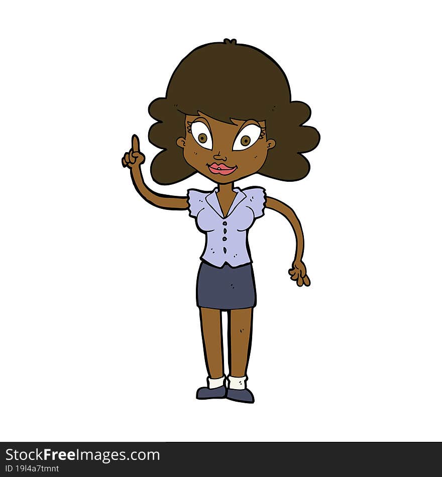 cartoon happy woman with idea