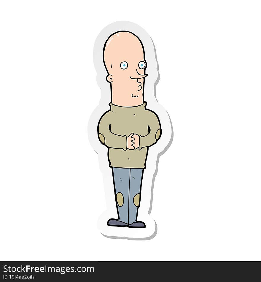 sticker of a cartoon funny bald man