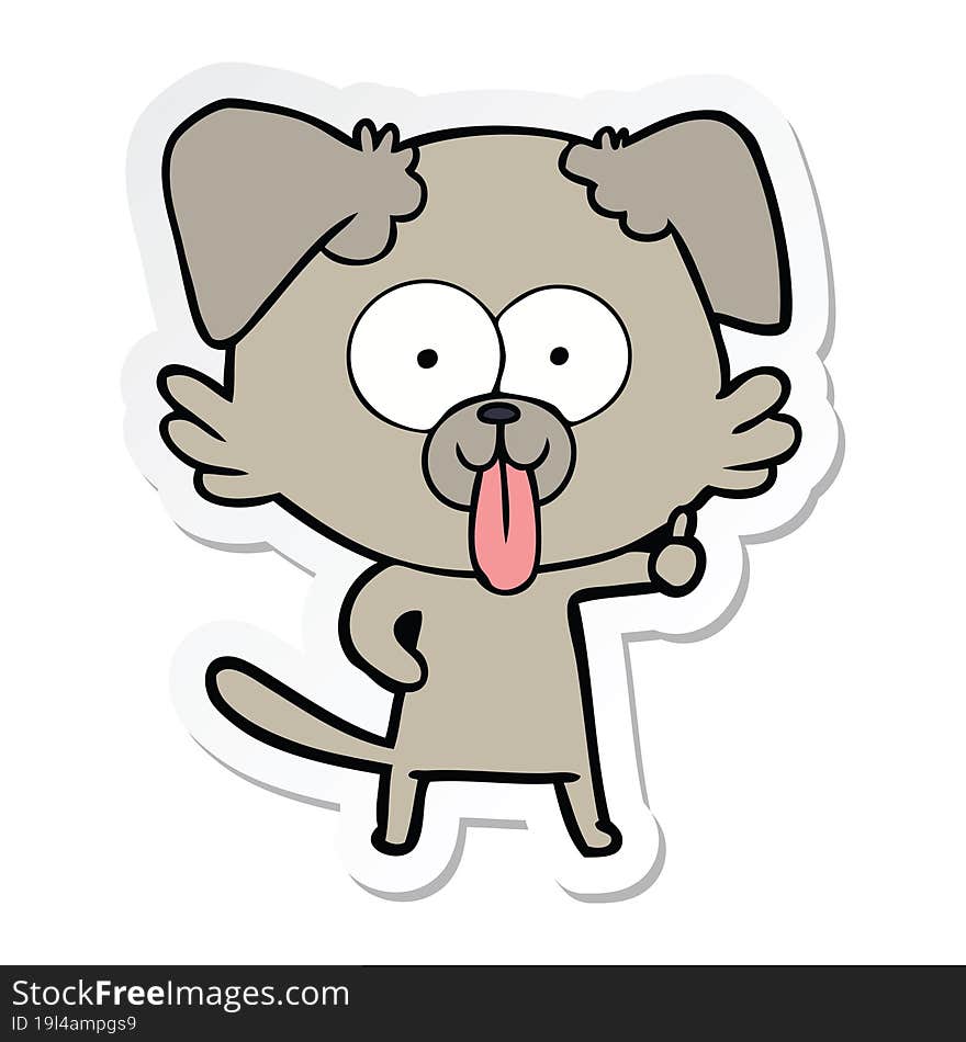 sticker of a cartoon dog with tongue sticking out