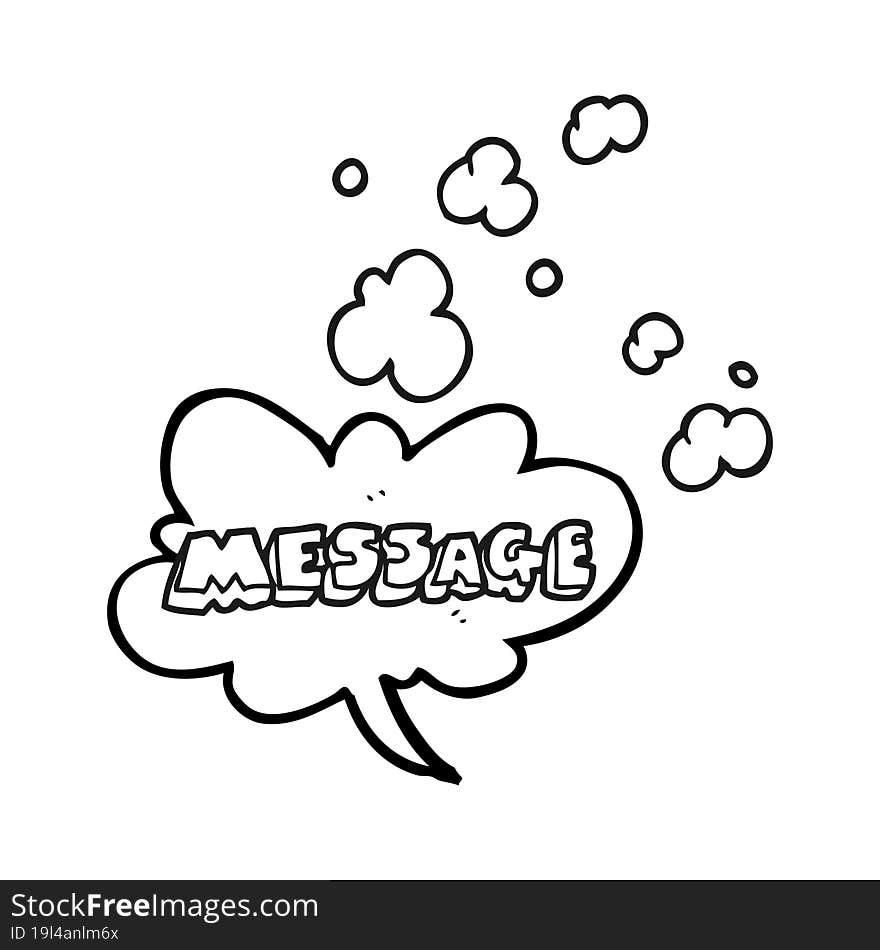 Black And White Cartoon Message Text