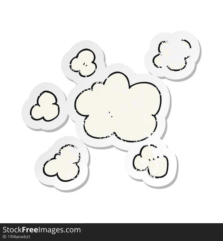 retro distressed sticker of a cartoon steam clouds