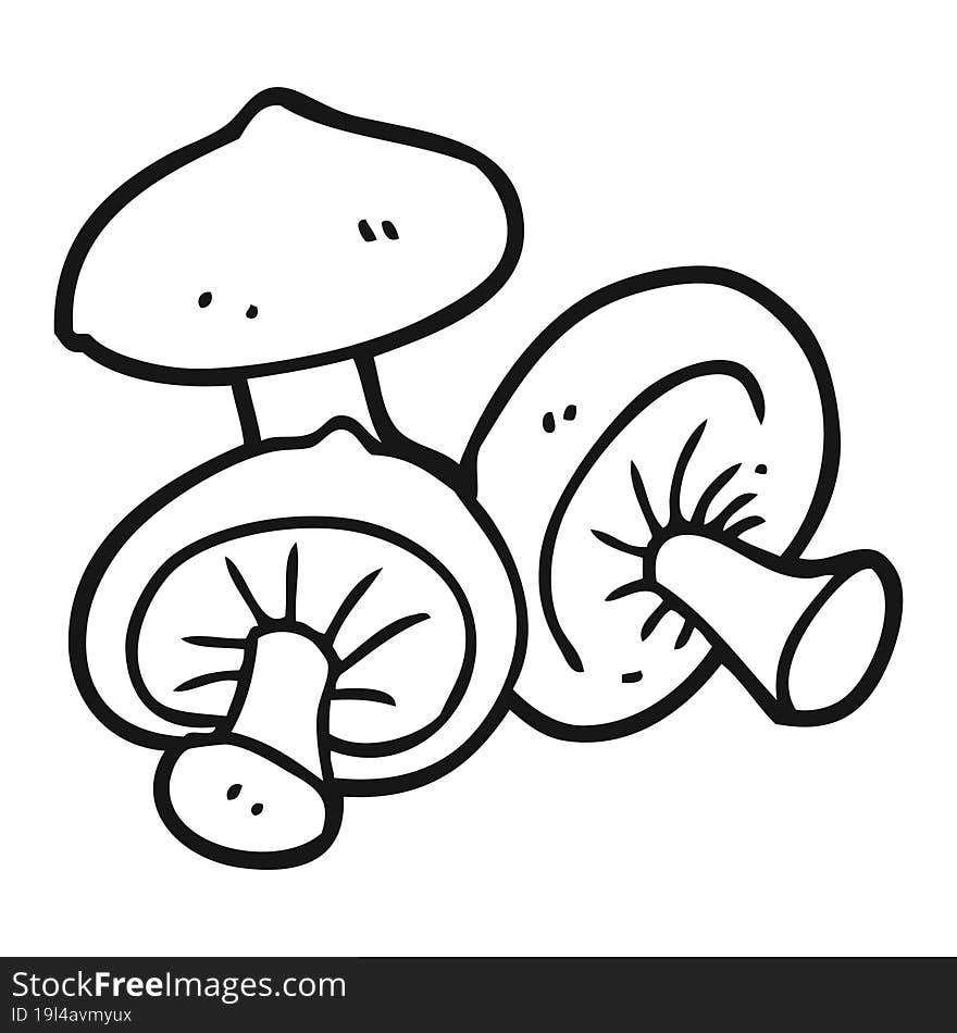 black and white cartoon mushrooms