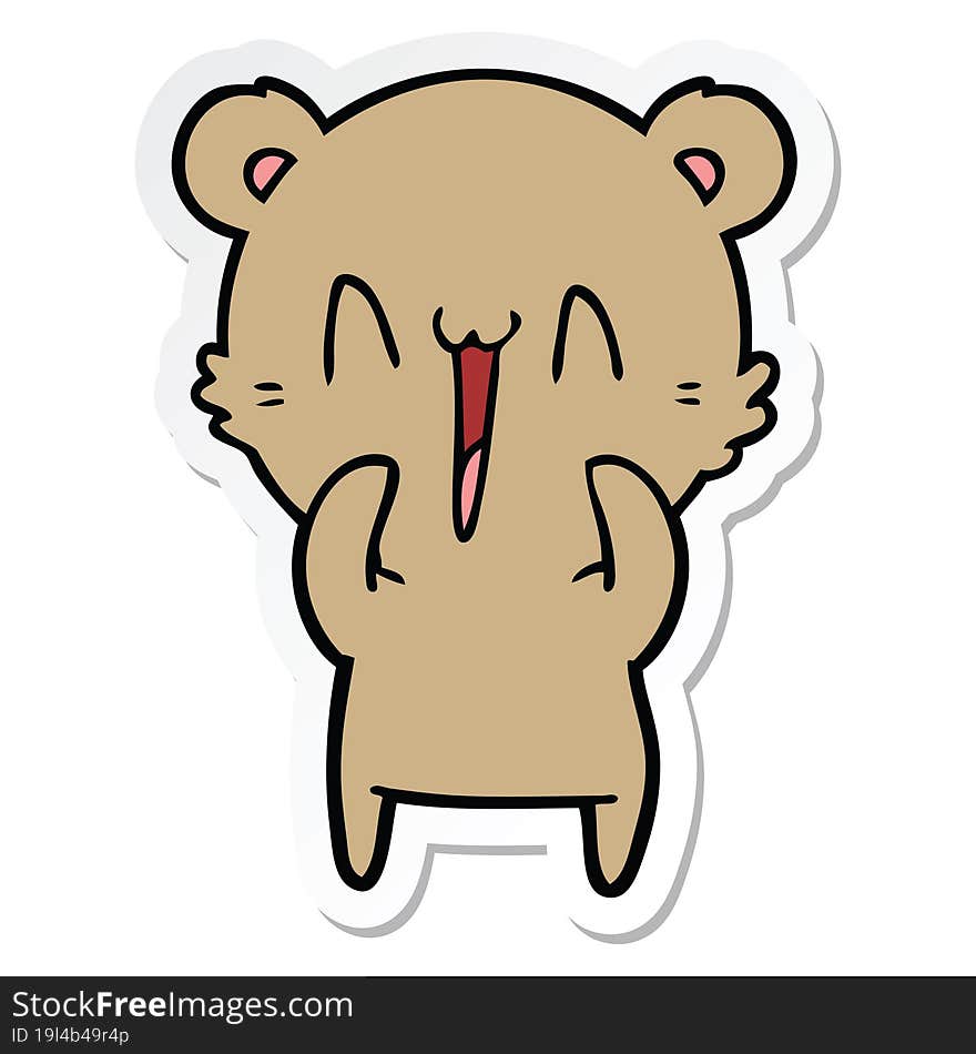 sticker of a happy bear cartoon