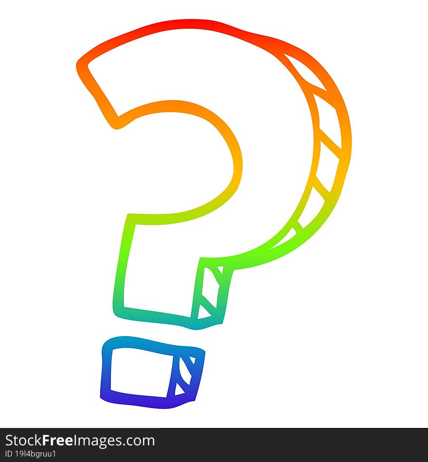 rainbow gradient line drawing cartoon question mark