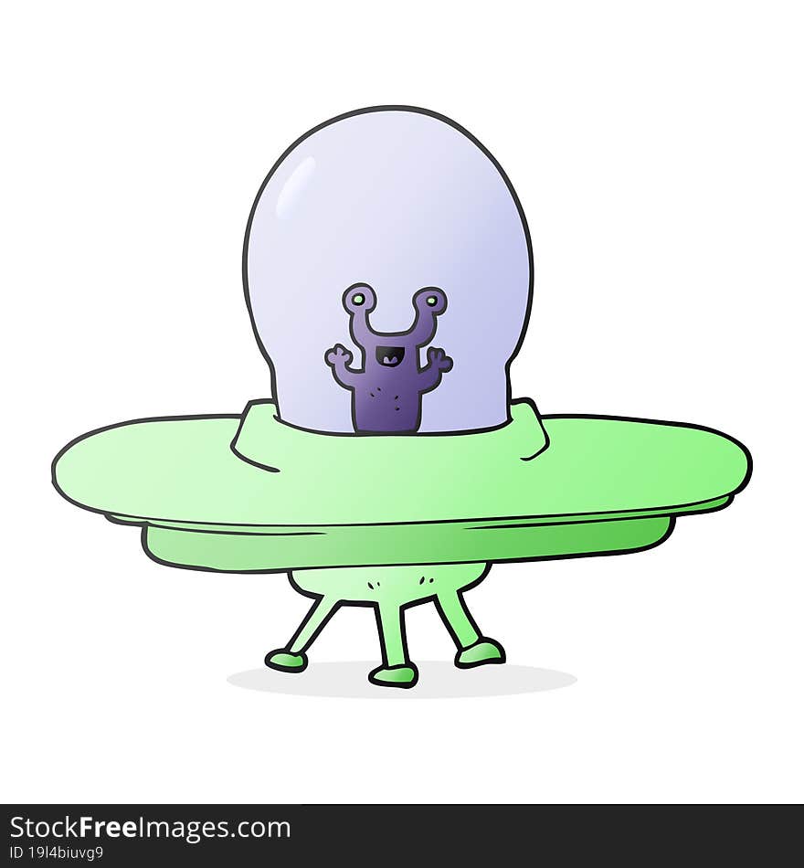 freehand drawn cartoon alien spaceship