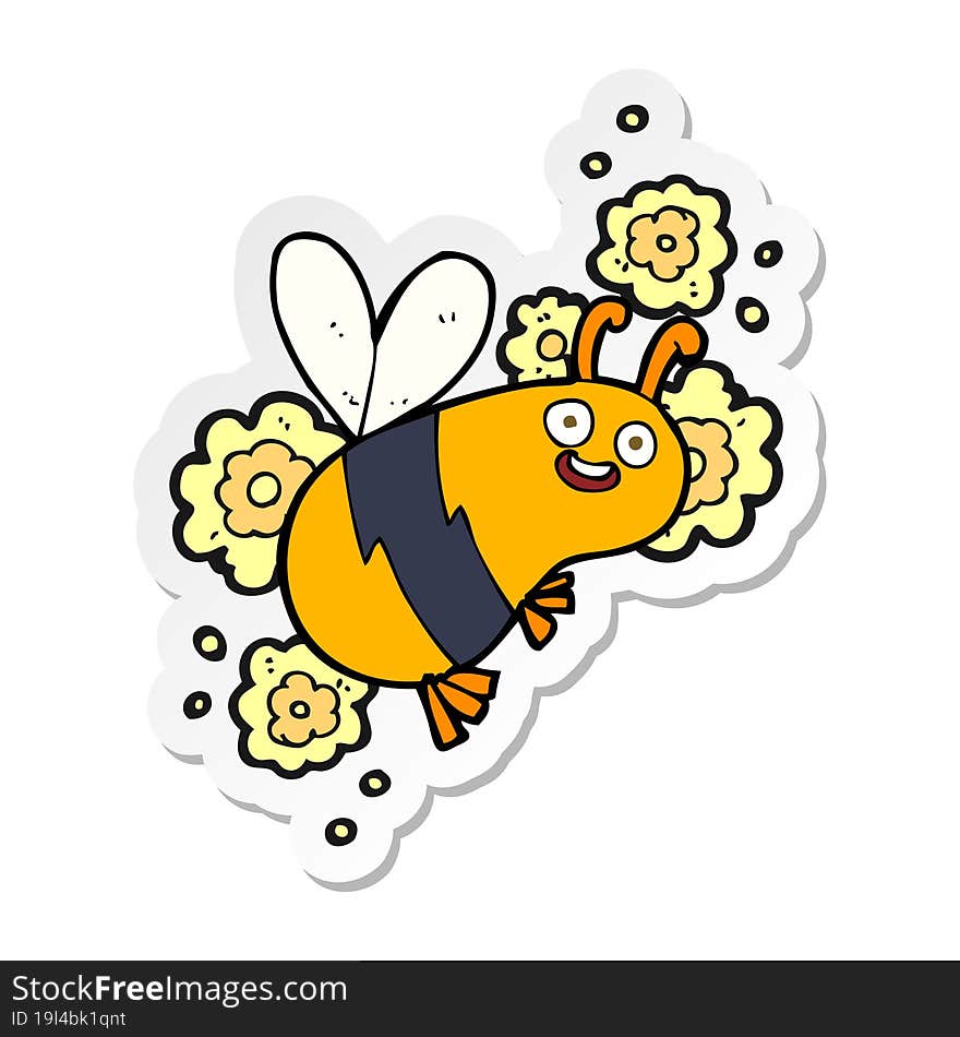 sticker of a cartoon bee