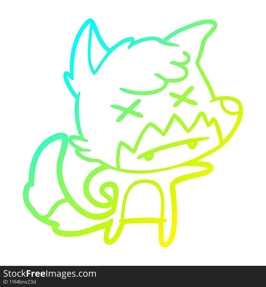 cold gradient line drawing cartoon dead fox