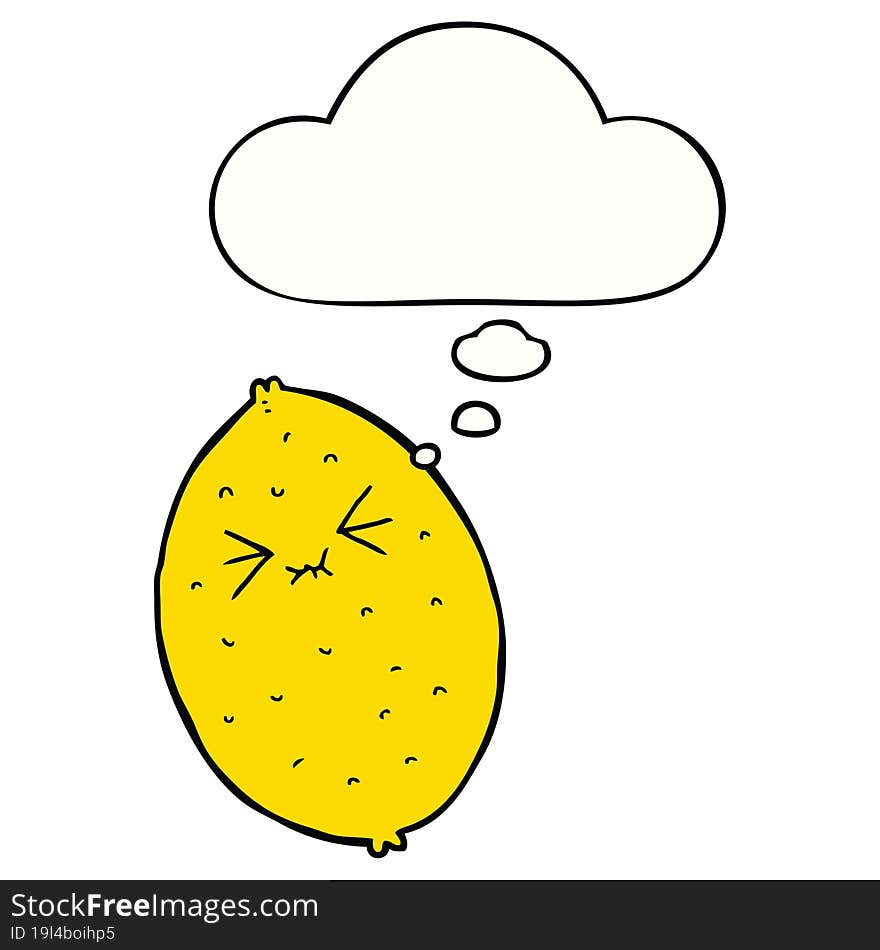 Cartoon Bitter Lemon And Thought Bubble