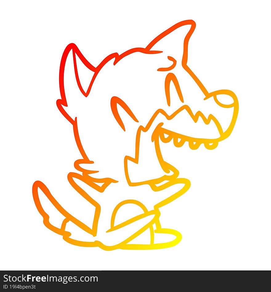 warm gradient line drawing laughing fox cartoon