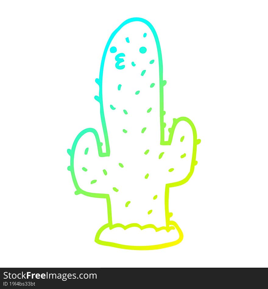 cold gradient line drawing cartoon cactus