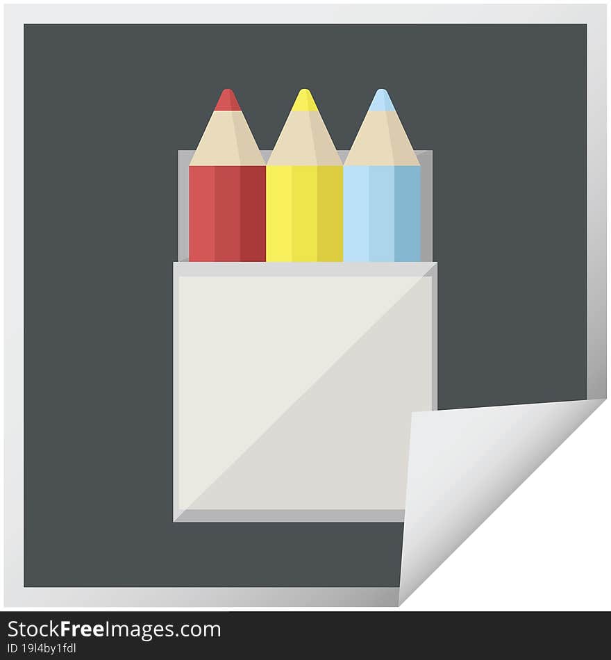 pack of coloring pencils graphic square sticker