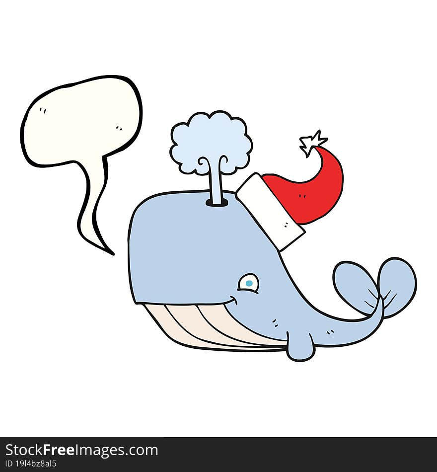 speech bubble cartoon whale wearing christmas hat