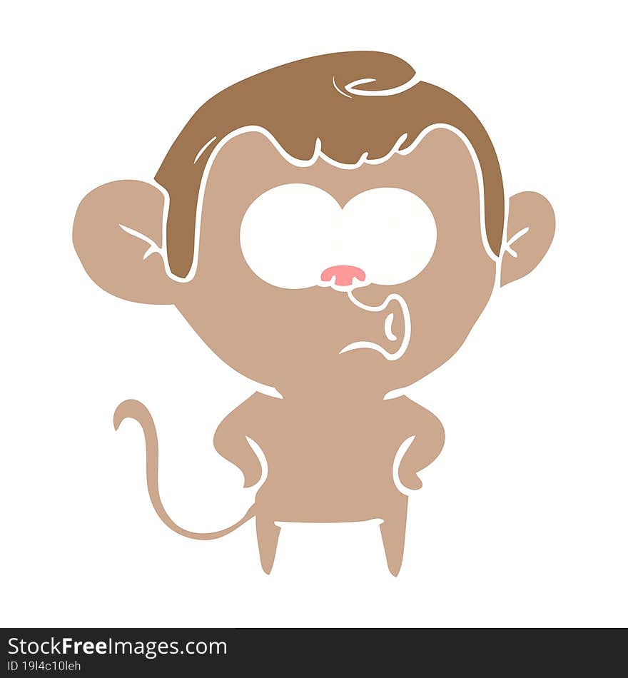 Flat Color Style Cartoon Surprised Monkey