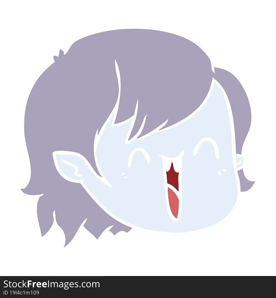 Flat Color Style Cartoon Vampire Girl Face