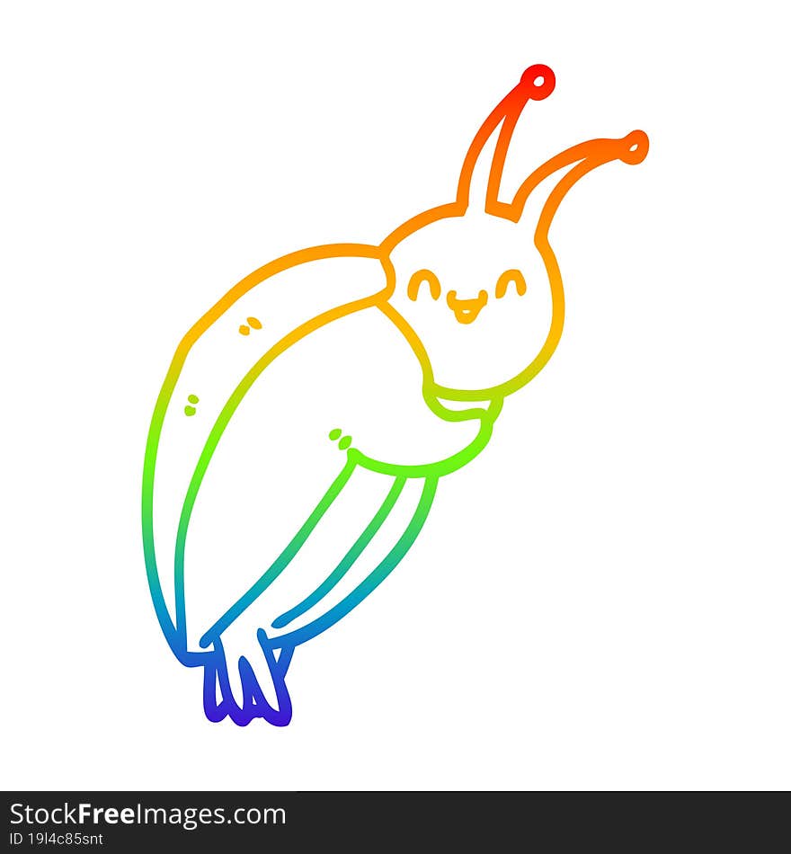 rainbow gradient line drawing cute cartoon beetle