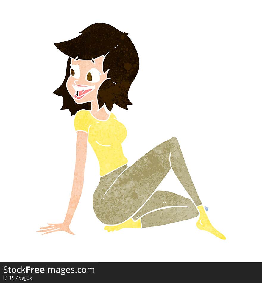 cartoon pretty woman looking happy