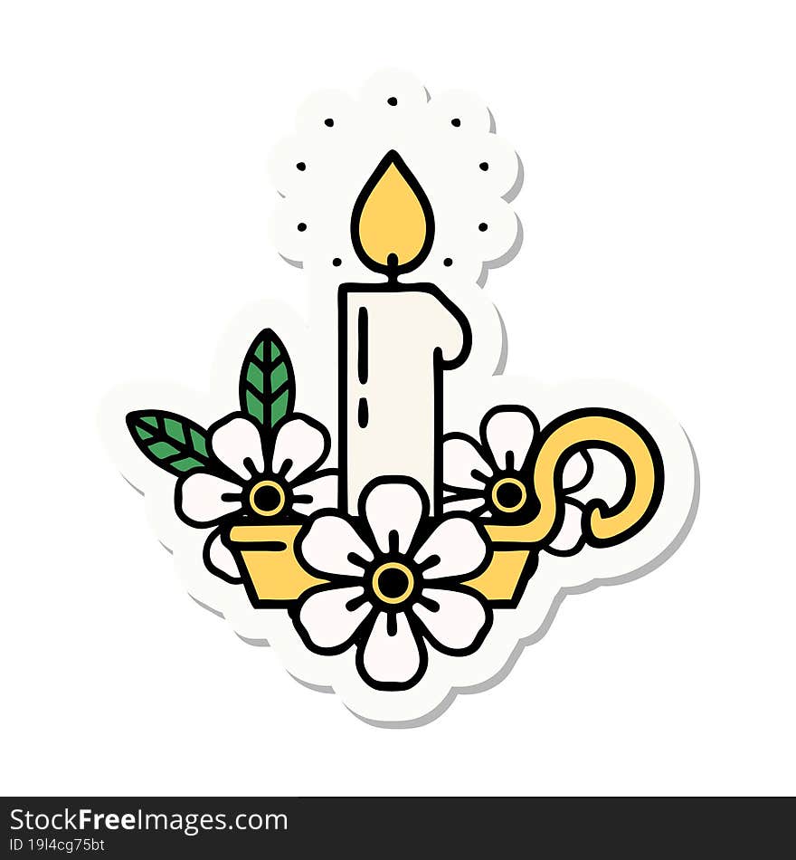 tattoo style sticker of a candle holder