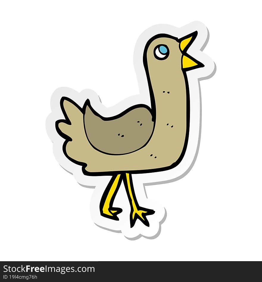 Sticker Of A Cartoon Bird