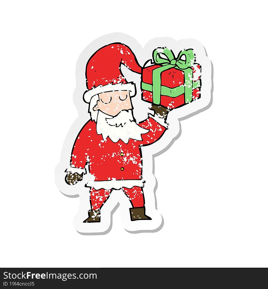 retro distressed sticker of a cartoon santa claus