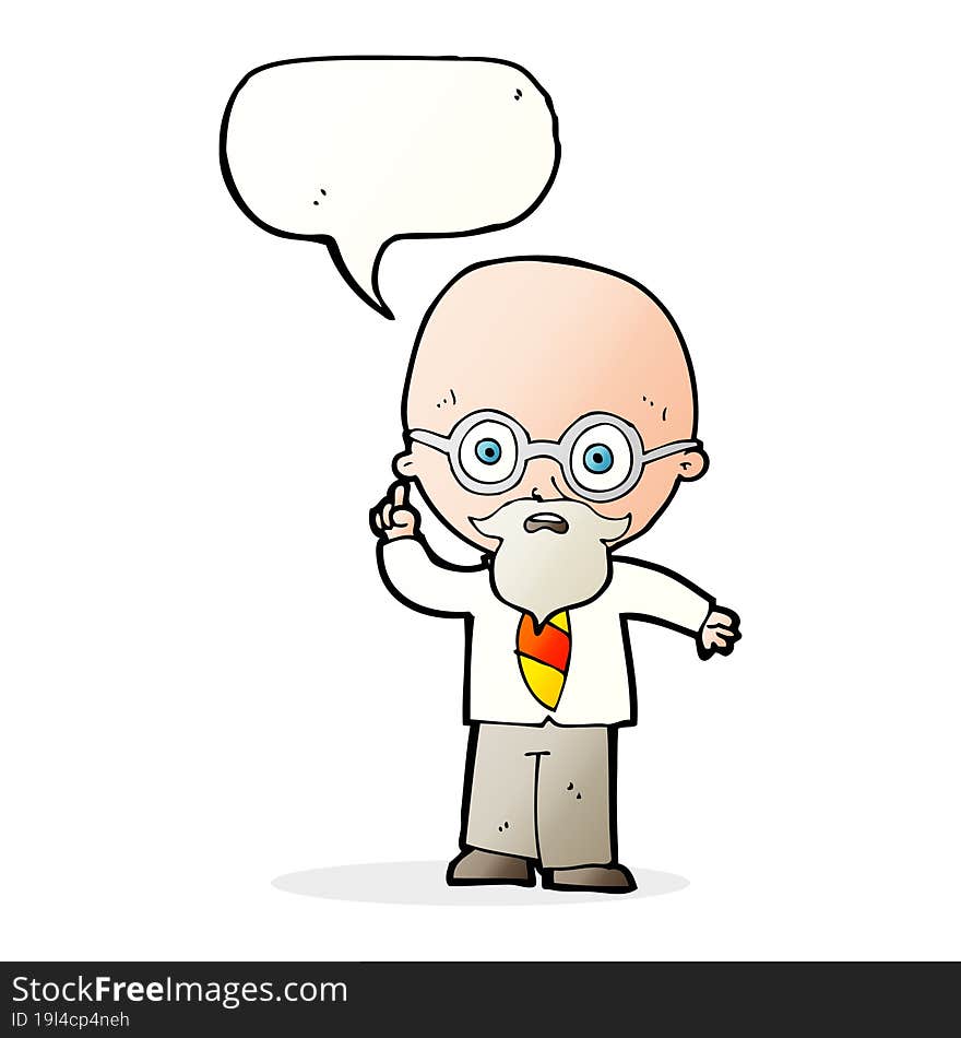 cartoon professor with speech bubble