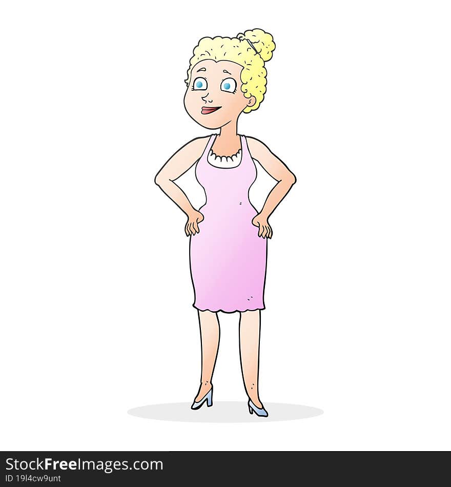 cartoon woman wearing dress