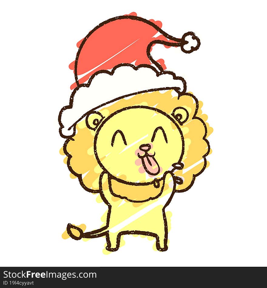 Christmas Lion Chalk Drawing