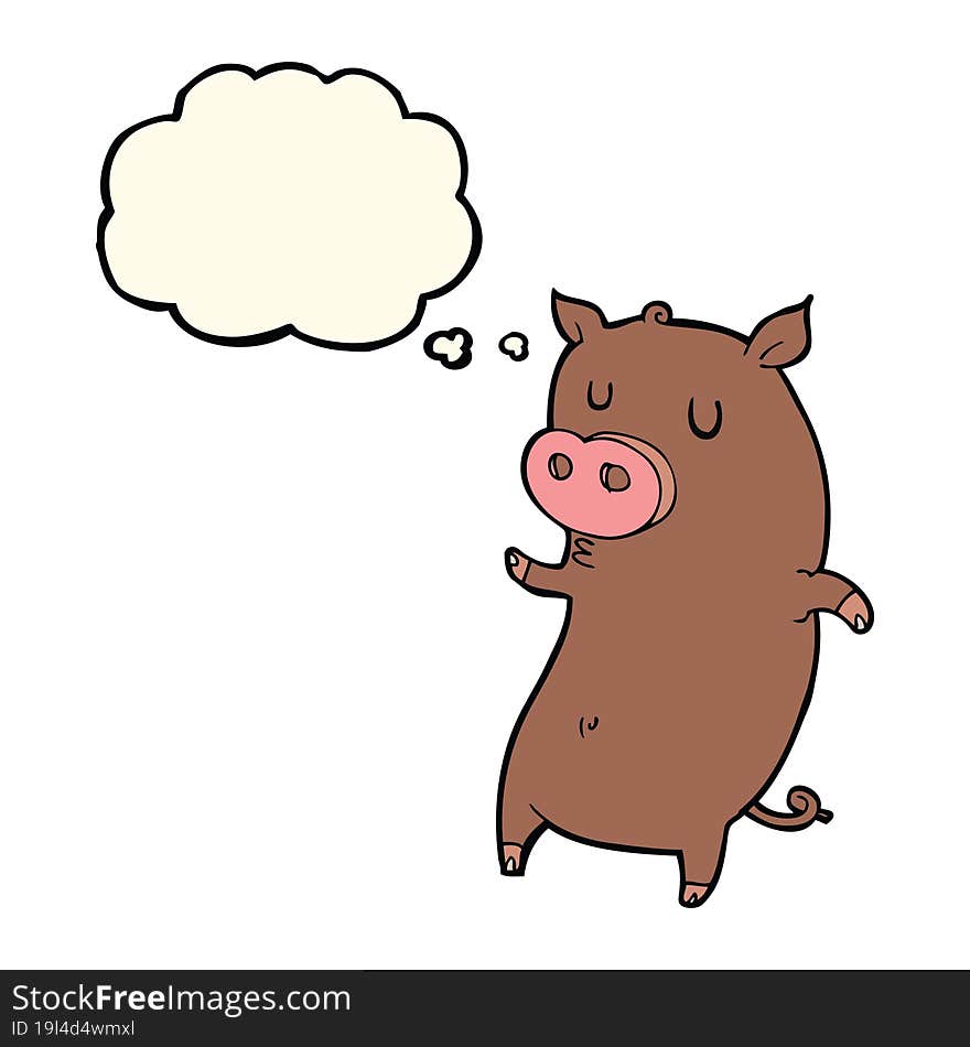 Funny Cartoon Pig With Thought Bubble