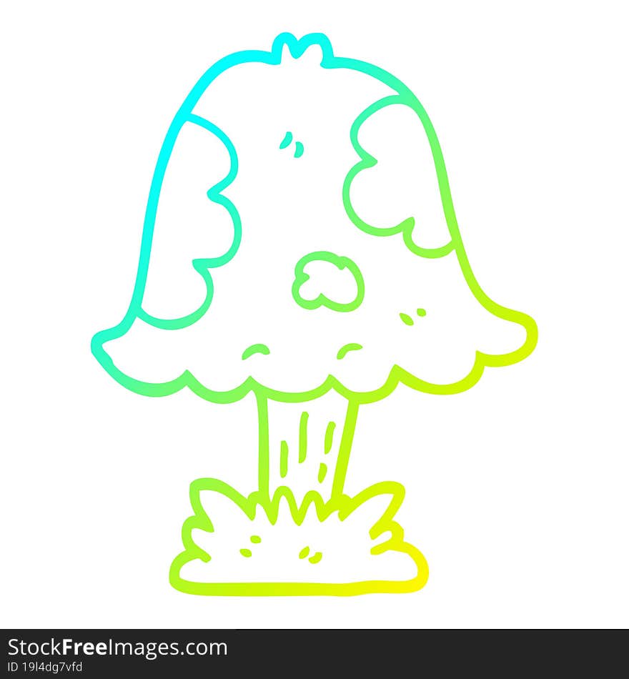 cold gradient line drawing of a cartoon mushroom