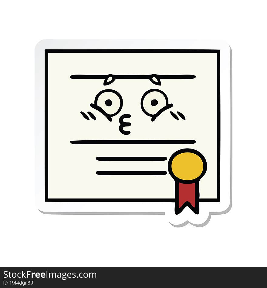 Sticker Of A Cute Cartoon Graduation Diploma