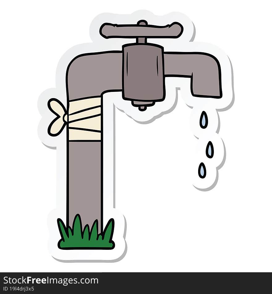 sticker of a cartoon old water tap