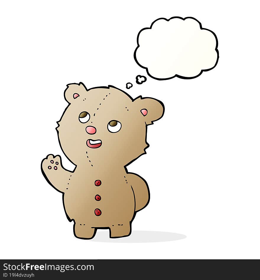 cartoon cute teddy bear with thought bubble