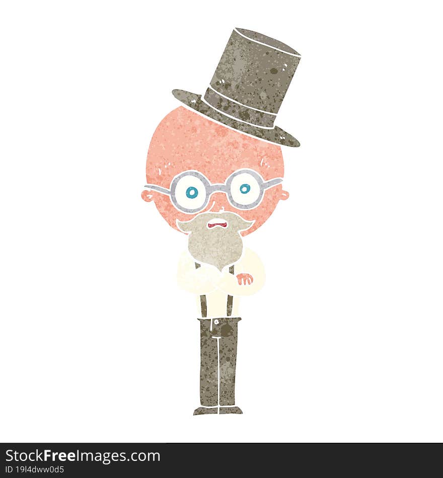 Cartoon Old Man Wearing Top Hat