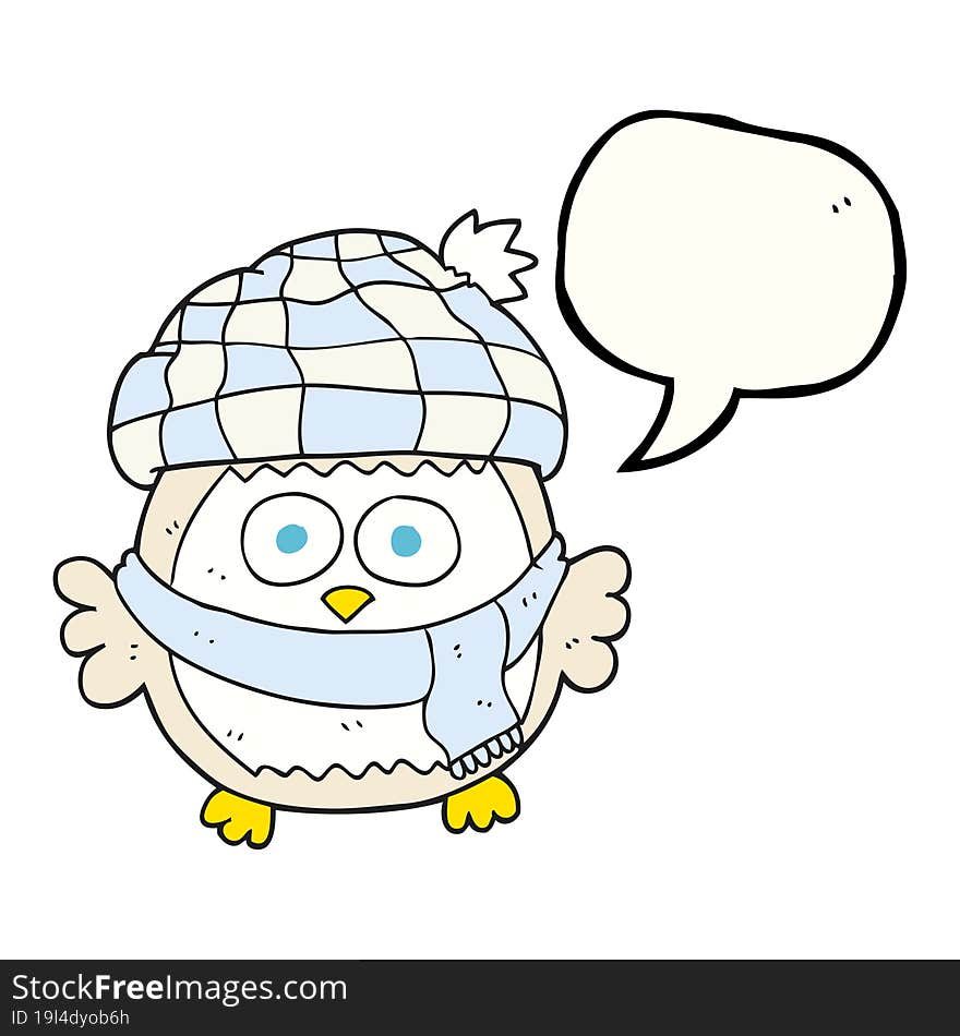 Speech Bubble Cartoon Cute Little Owl