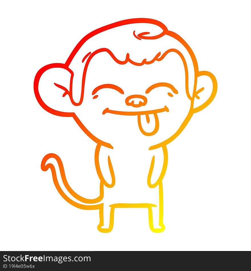 warm gradient line drawing funny cartoon monkey