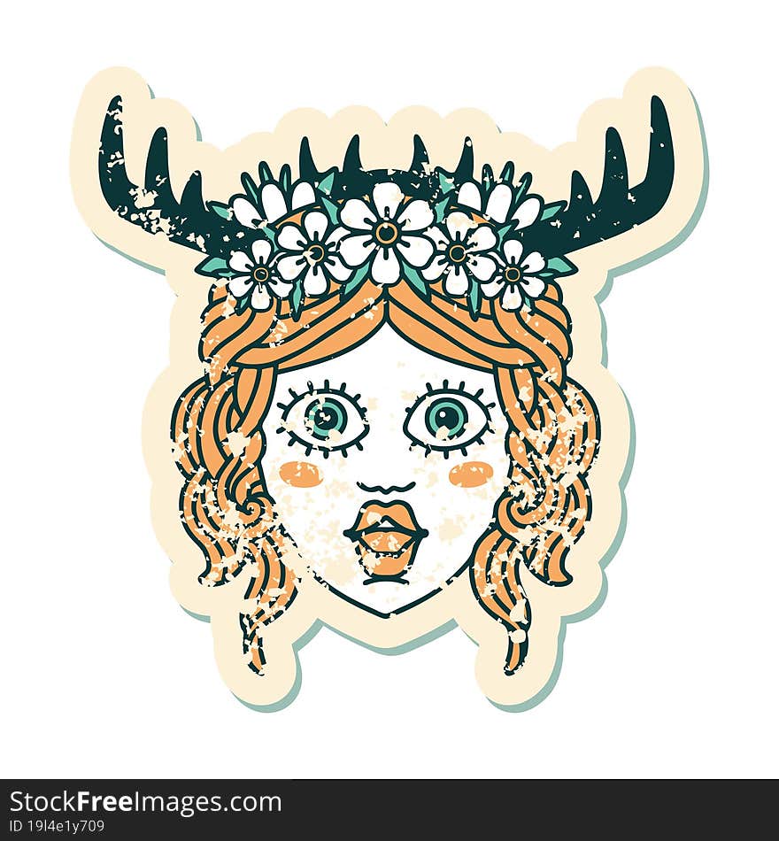 human druid character face grunge sticker