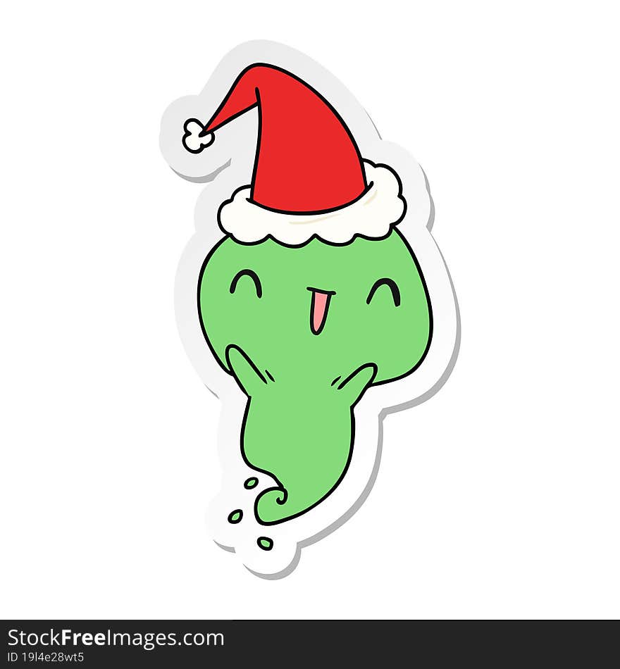 christmas sticker cartoon of kawaii ghost