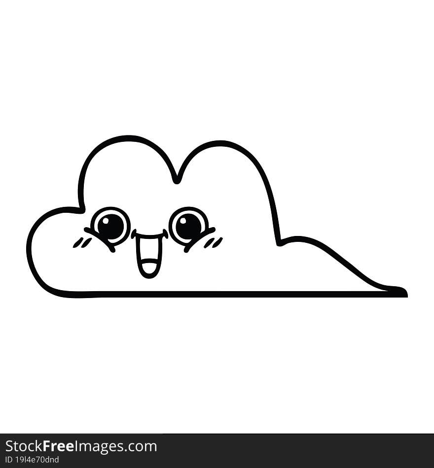 line drawing cartoon snow cloud