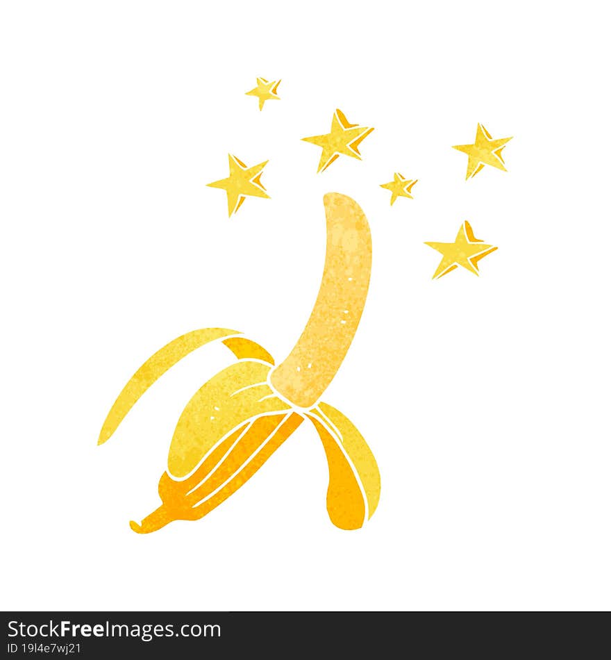 freehand drawn retro cartoon amazing banana