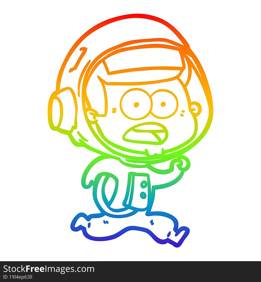 rainbow gradient line drawing cartoon surprised astronaut