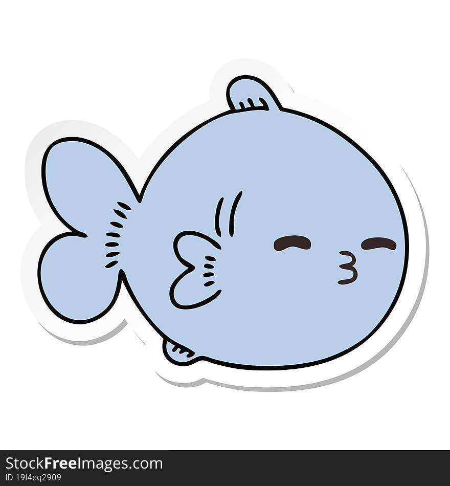 sticker of a quirky hand drawn cartoon fish