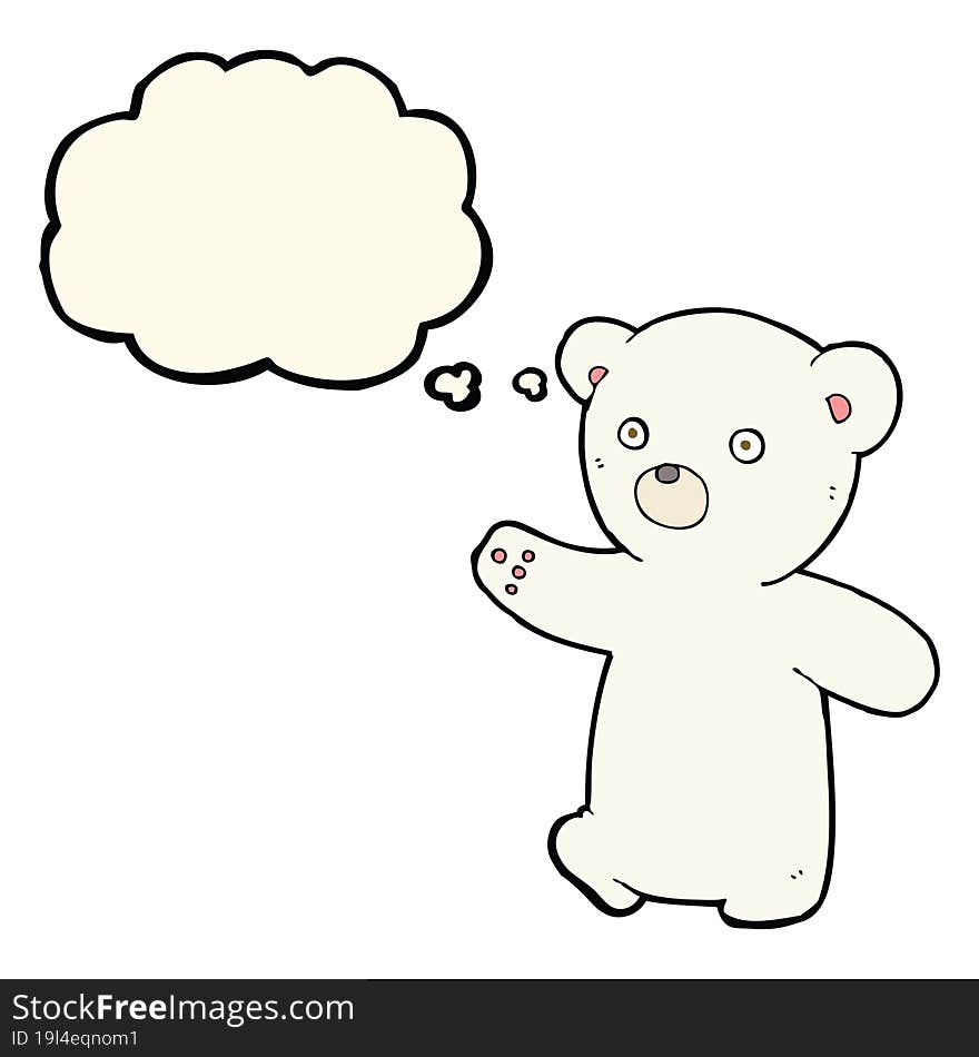 cartoon polar bear cub with thought bubble