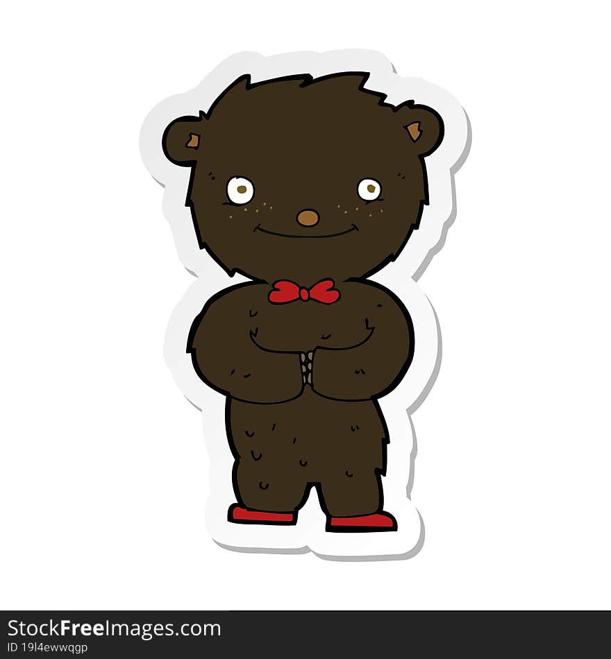 Sticker Of A Cartoon Little Black Bear