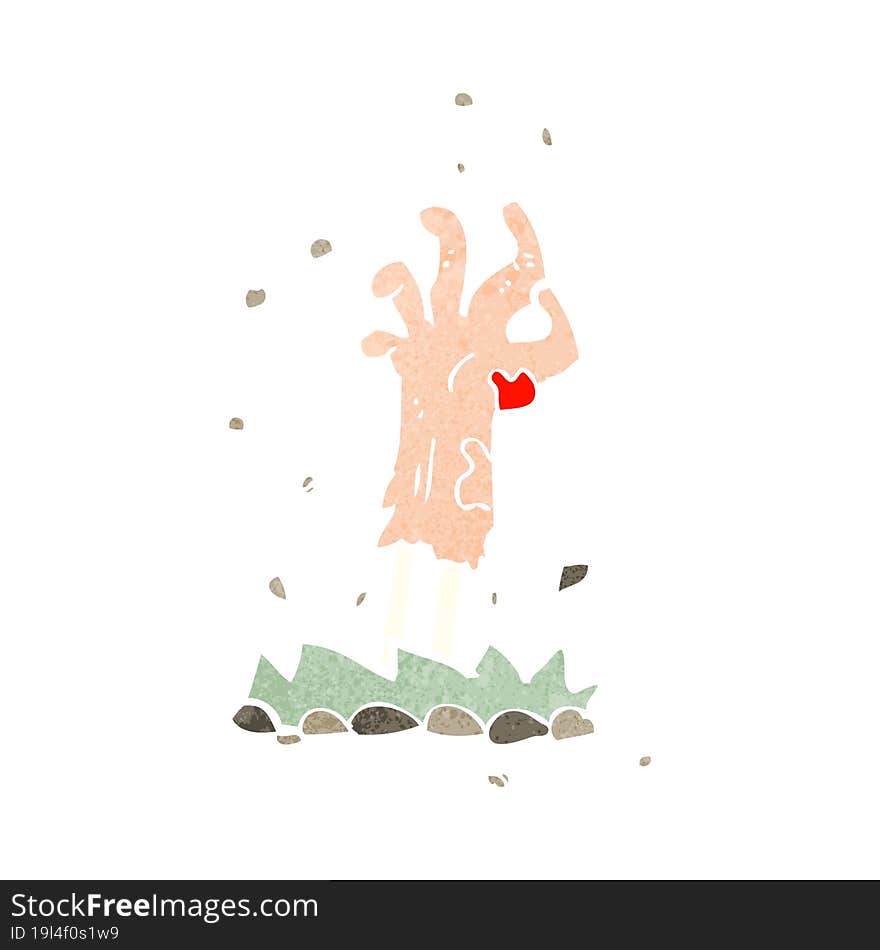 cartoon zombie hand rising from ground