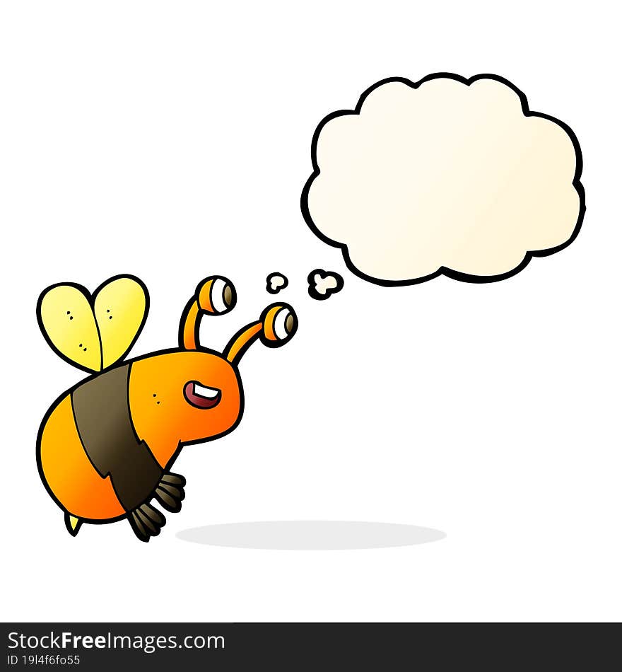 cartoon happy bee with thought bubble